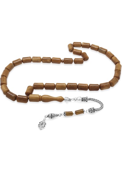 925 Ayar Gümüş Püsküllü Deve Kemiği Kombinli Kapsül Kesim Kuka Tesbih fiyatları