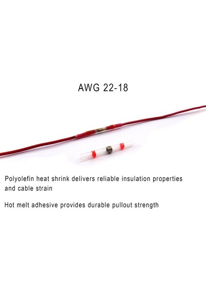 100 Adet Lehim Contası Isı Büzüşmeli Butt Konnektörler Terminalleri Elektrik Bakır Kılıflı (35KIRMIZI 30MAVI 25BEYAZ 10SARI) (Yurt Dışından) indirimleri