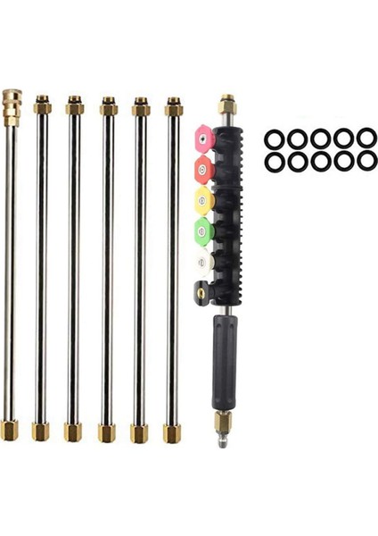 10FT Oluk Temizleme Aleti Basınçlı Yıkama Makinesi Uzatma Çubuğu 6 Nozul Ucu, 1/4ın Hızlı Bağlantı, Basınçlı Yıkama Makinesi Aksesuarları (Yurt Dışından)