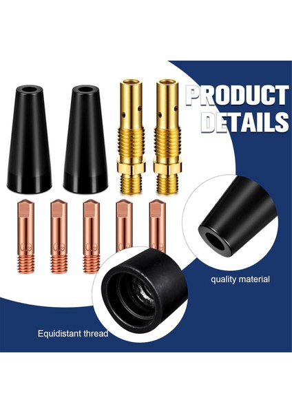 24 Adet Flux Çekirdekli Gazsız Nozul Uçları Kiti KP1939-1 Flux Çekirdekli Kaynak Makinesi Flux Kaynak Makinesi Temas Uçları Gazsız Nozul Gaz Difüzörleri (Yurt Dışından) modelleri