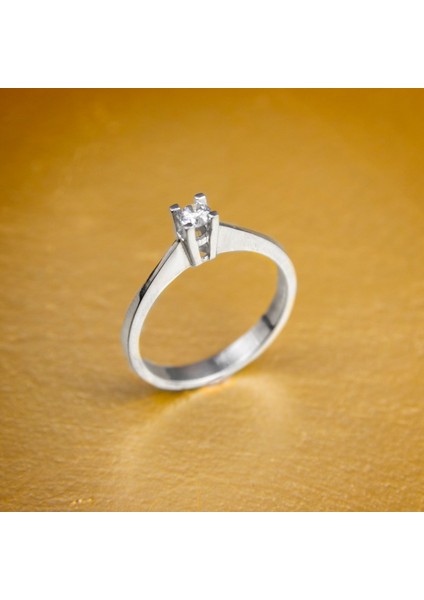 Gıbyjewel Düz Kare Tırnak (Arası Kontürlü) 925 Ayar Gümüş Tektaş Yüzük -3 mm