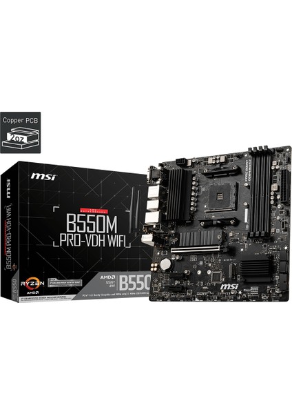 Msı B550M Pro-Vdh Wıfı Ddr4 4400MHZ 1xvga 1xhdmı 1xdp 2xm.2 USB 3.2 Matx Am4 (Amd 5000 ve 3000 Seris