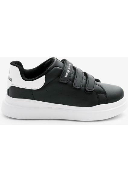 Çocuk Unisex Siyah Beyaz Eva Faylon Taban Üç Cırtlı Spor Ayakkabı fiyatları