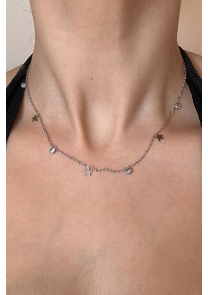 Yıldız ve Tektaş Detaylı Paslanmaz Çelik Kolye fiyatları