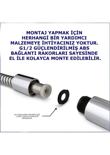 150 cm Yüksek Kaliteli Pvc Banyo Duş Hortumu, Paslanmaz, Yüksek Basınçlı Tüm Duş Setleri ile Uyumlu