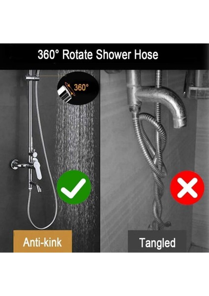 150 cm Yüksek Kaliteli Pvc Banyo Duş Hortumu, Paslanmaz, Yüksek Basınçlı Tüm Duş Setleri ile Uyumlu