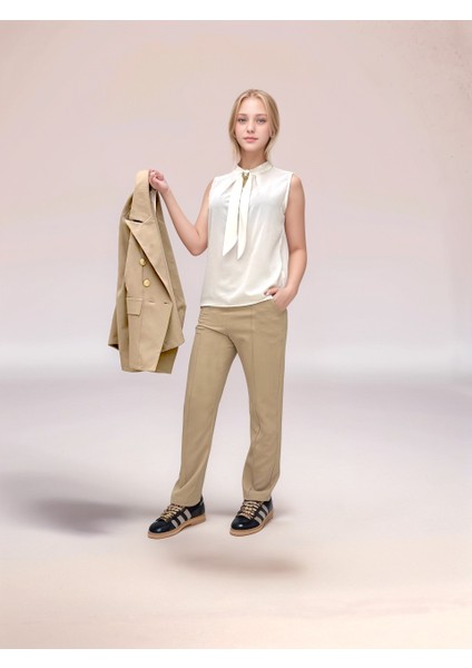 Kız Çocuk 3'lü Takım Elbise – Blazer Ceket, Şifon Bluz ve Yüksek Bel Pantolon Şık KOMBIN-TKM-0004