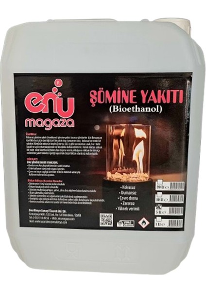 Enu (4 Kg*5 Lt) Bacasız (Bioethanol) Şömine Yakıtı 20 Lt