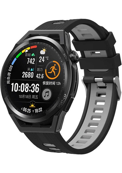 Huawei Gt2 46MM Krd-55 Uyumlu Kordon Zore - SIYAH-GRI-8680436418826-MRYN69753