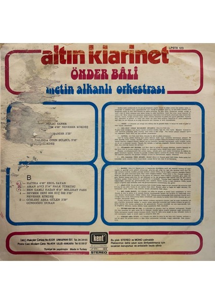 Önder Bâli – Altın Klarinet 1974 Baskı Lp