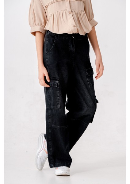 Kız Çocuk Bel Kordonlu Kot Pantolon 2198