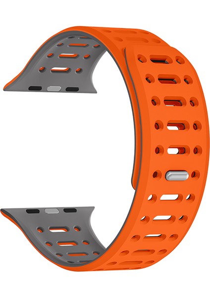 Watch 10 42MM Uyumlu Zore KRD-124 Silikon Kordon Strap KAYIŞ-TURUNCU-GRI-8680436815748-MRYN111975