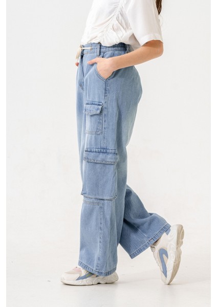 Kız Çocuk Bel Kordonlu Kot Pantolon 2198 modelleri