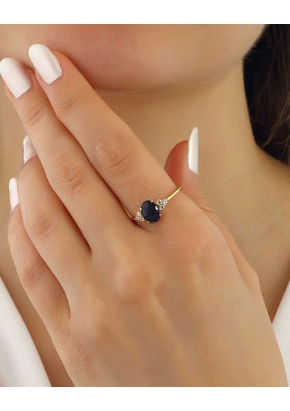 Safir Renkli Taşlı Gümüş Yüzük fiyatları