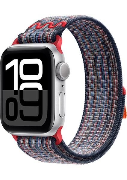 Watch 10 42MM Uyumlu Krd-91 Hasır Kordon Strap KAYIŞ-MAVI-KIRMIZI-8680436818787-MRYN112772