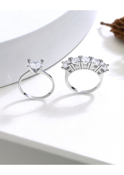Gümüş Tektaş Beştaş Yüzük Kombini modelleri