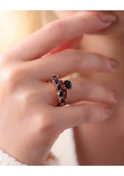 Oniks Taşlı Gümüş Tektaş Beştaş Yüzük Kombini fiyatları