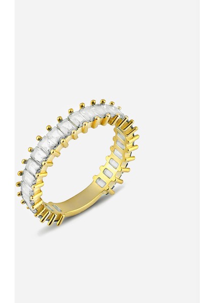 Baget Taşlı Gümüş Tamtur Yüzük