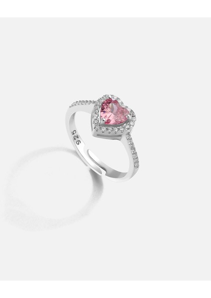 Pembe Quartz Renkli Taşlı Amor Gümüş Yüzük