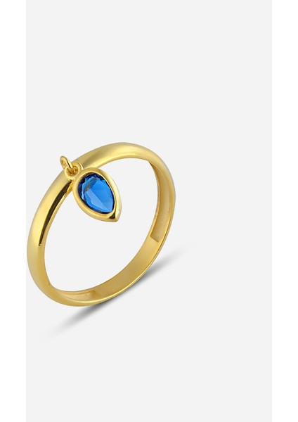 Safir Renkli Taşlı Gümüş Yüzük