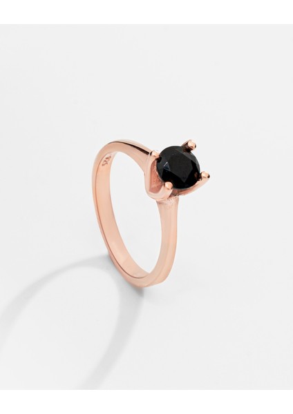 Oniks Taşlı Gümüş Tektaş Yüzük