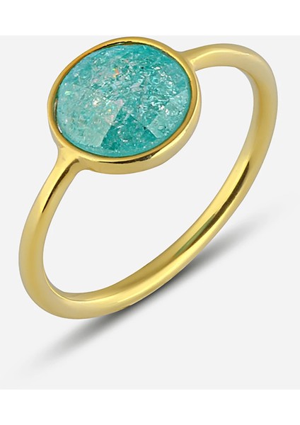 Aquamarine Renkli Taşlı Gümüş Yüzük