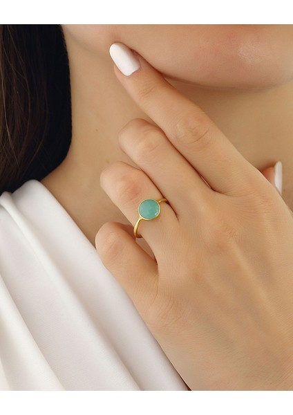 Aquamarine Renkli Taşlı Gümüş Yüzük fiyatları