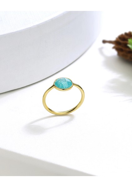 Aquamarine Renkli Taşlı Gümüş Yüzük modelleri