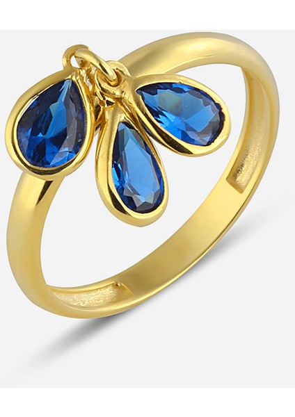 Safir Taşlı Renkli Gümüş Yüzük