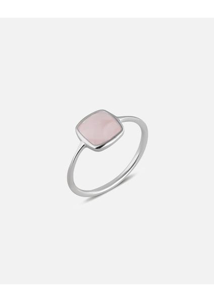 Pembe Quartz Taşlı Gümüş Yüzük