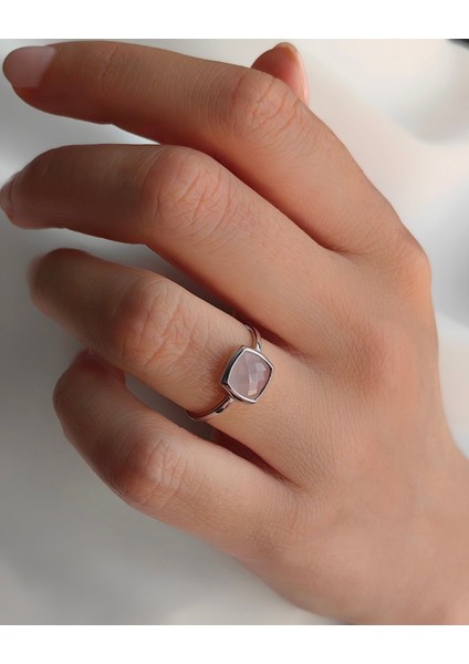 Pembe Quartz Taşlı Gümüş Yüzük fiyatları