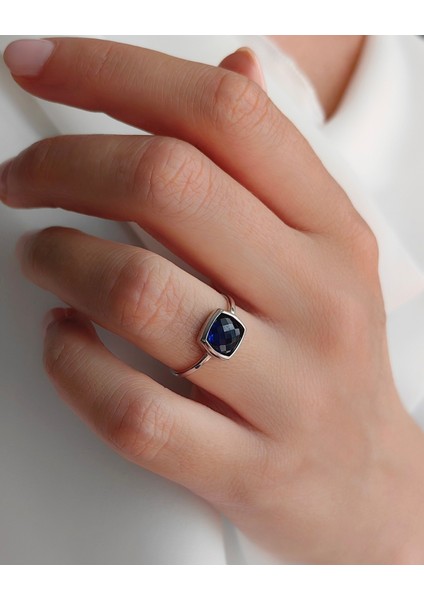 Safir Renkli Taşlı Gümüş Yüzük fiyatları