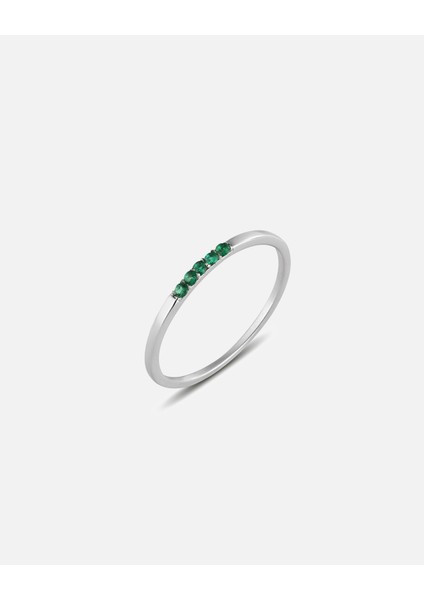 Zümrüt Renkli Taşlı Gümüş Yüzük