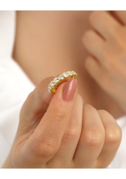 Zirkon Taşlı Gümüş Tamtur Yüzük