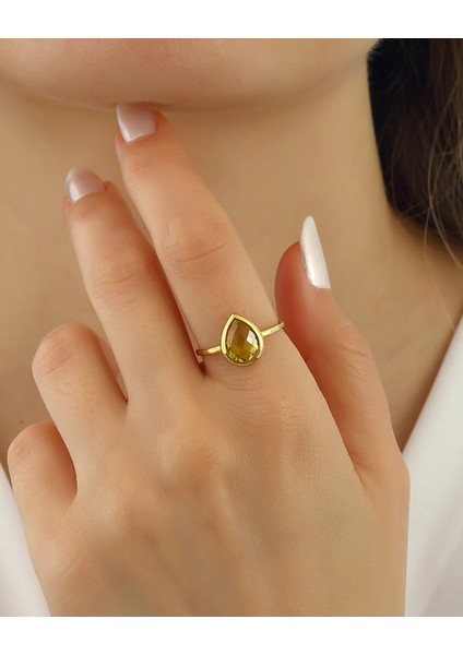 Sitrin Renkli Taşlı Gümüş Yüzük fiyatları