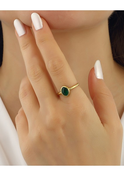 Zümrüt Renkli Taşlı Gümüş Yüzük fiyatları