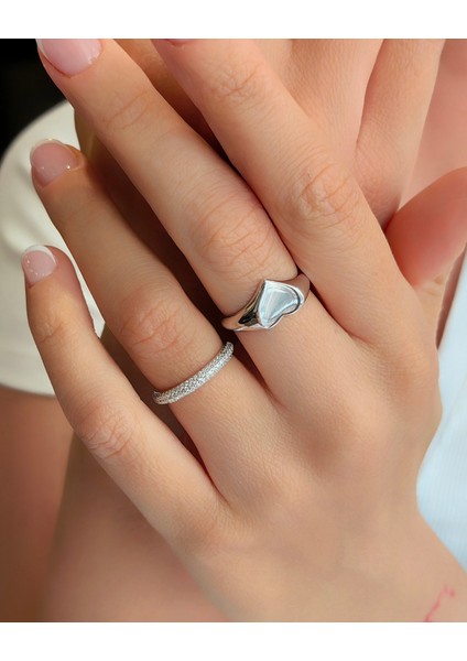 Gümüş Kalp Yüzük modelleri