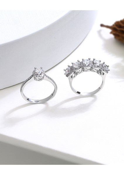 Gümüş Tektaş Beştaş Papatya Yüzük Kombini modelleri