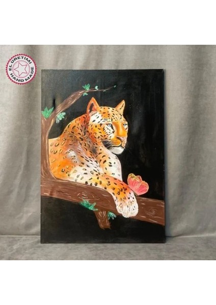5719 El Yapımı Vahşi Yaşam Leopar Kanvas Tablo