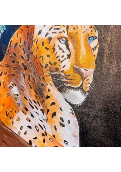 5719 El Yapımı Vahşi Yaşam Leopar Kanvas Tablo