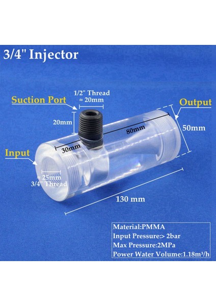 Şeffaf Pmma Akrilik Su Enjektörü Sulama Sistemi Venturi Gübre Karıştırıcı Jet Devive Organik Cam Itici(C) (Yurt Dışından) fırsatları