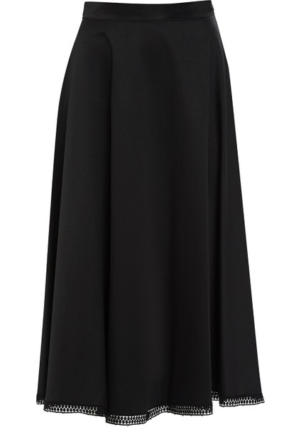 Etek Ucu Dantelli Uzun Siyah Etek modelleri