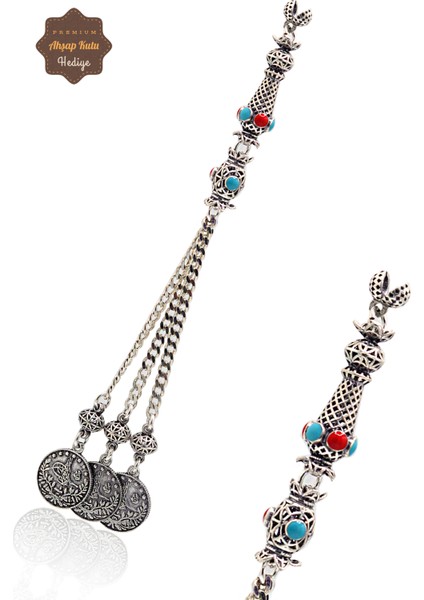 925 Ayar Gümüş 3'lü Tuğra Tesbih Püskülü 201023817