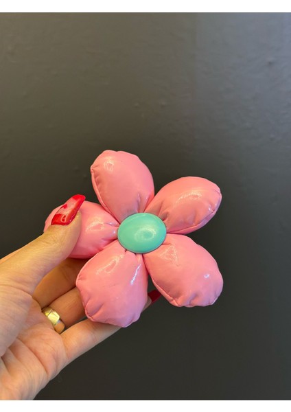 12X12 cm Parlak Pembe Çiçek Saaç Tokası Yaka Iğnesi Broş Aksesuar