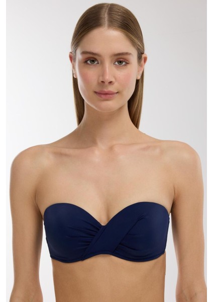 63549 Lacivert Straplez Bikini Üstü