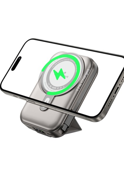 15W Hızlı Şarj Magsafe 10.000 mAh Kablosuz Dijital Ekranlı Wireless Taşınabilir Batarya Şarj Cihazı Powerbank Standlı fiyatları