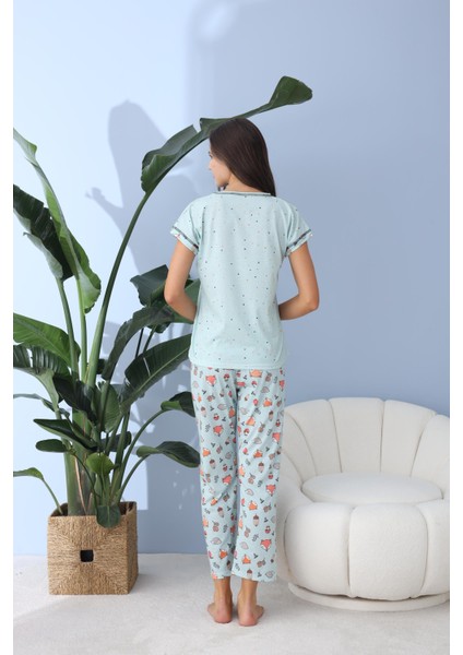 Kadın 40044 Kısa Kol Pijamatakımı Yeşil fiyatları