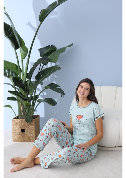 Kadın 40044 Kısa Kol Pijamatakımı Yeşil modelleri