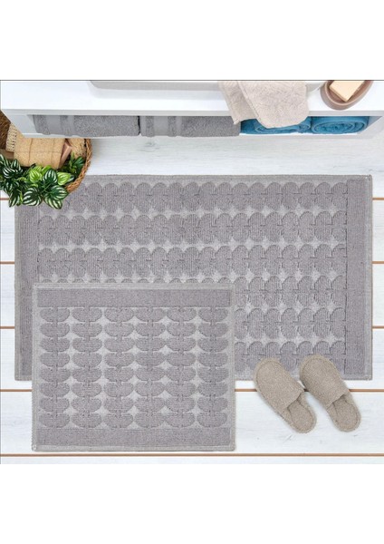 Soft Mosir 2'li Banyo Paspası - Gri - 60 x 100 cm + 50 x 60 cm