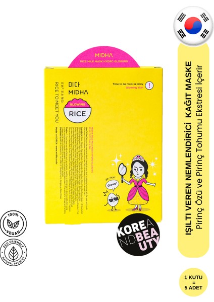 Rice Milk Mask Hydro Glowing | Aydınlatmaya Yardımcı Pirinç Özlü Yüz Maskesi 5 Adet
